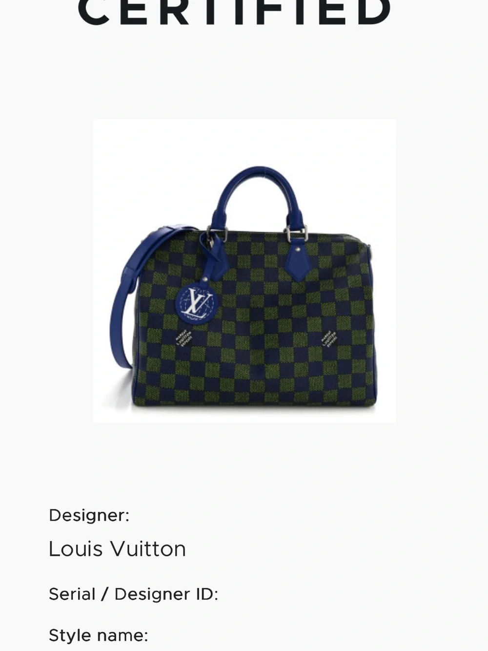 Louis Vuitton Blue & Green Damier Keepall-Style Duffel with LV Charm